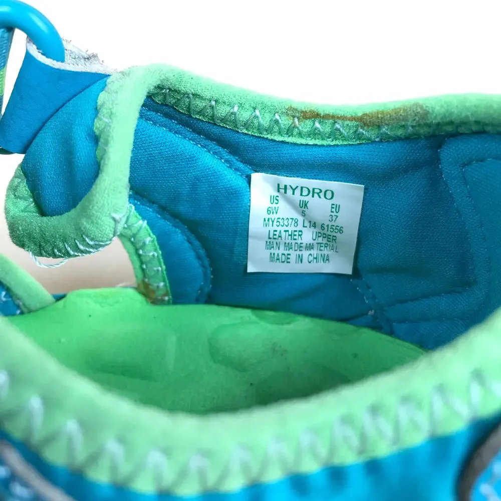 Merrell Hydro Hiker Water Sandals Youth 6W Blue Green Leather Outdoor MY53378